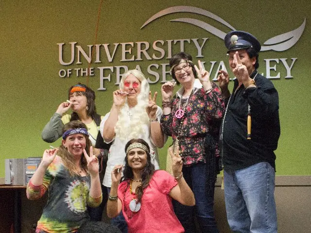 This picture describes about group of people, they are all smiling, beside to them we can see...