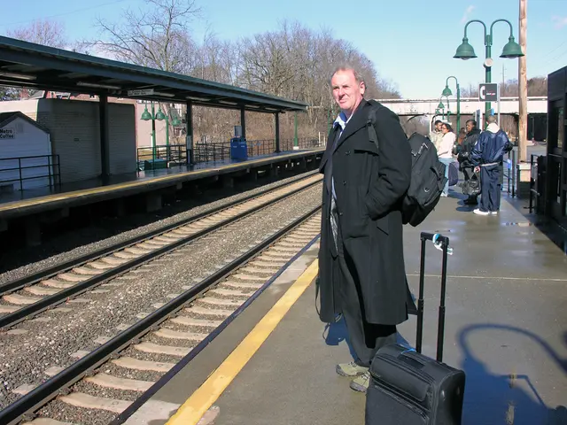 In this picture we can see some people are standing on the platform and on the platform there is a...